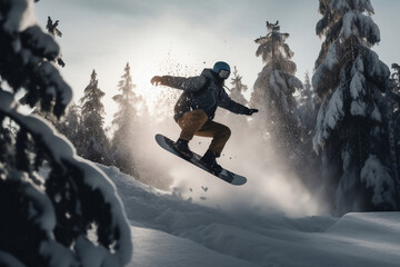 snowboarder jumping in the air, generative ai