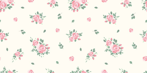 Lovely hand drawn roses seamless pattern, cute floral design, great for textiles, wallpapers, wrapping.
