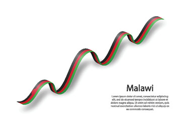 Waving ribbon or banner with flag of Malawi