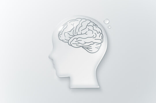 Translucent head with brain icon