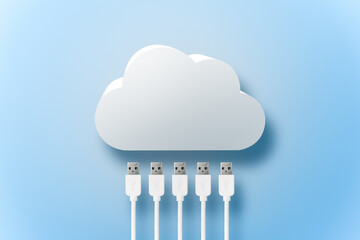 White cloud with connecting USB cables