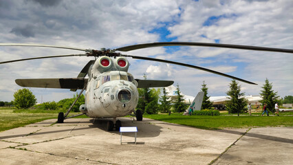 Heavy military transport helicopter Mil Mi-6 in the Aviation Museum in Poltava. Ukraine. Europe