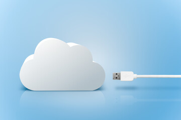 White cloud with connecting USB cable