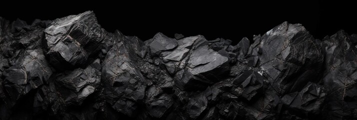 Midnight Obsidian Panorama   Dark Stone Background for Design   Web Banners, Generative AI