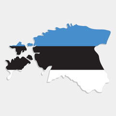 estonia map with flag on gray background