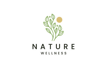 Nature leaf flower growth logo icon design template. Luxury, beauty, cosmetic, spa, flat vector