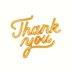Obraz premium Gold 3D realistic script Thank You on a white background