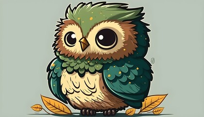 Obraz premium happy owl logo, Generative AI