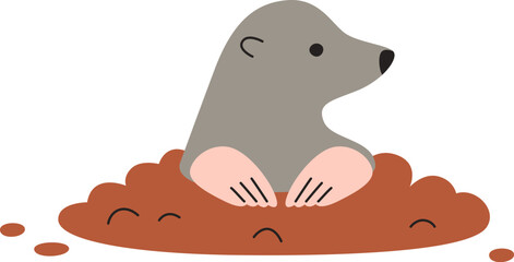 Mole Animal In Soil Ground