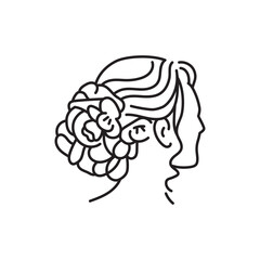 Wedding hairstyle black line icon. The Morning of the bride.