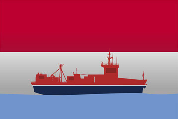 Sea transport with Indonesia flag, bulk carrier or big ship on sea, cargo and logistics