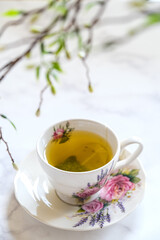 a cup of tea. selective focus