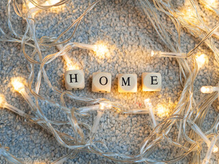 wooden beads with inscription home,home concept