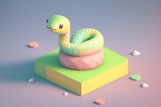 Sly and Smooth: Isometric Snake Emoji, Generative AI