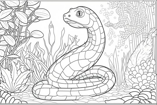 Jungle Journeys: Fun Snake Coloring Sheets, Generative AI