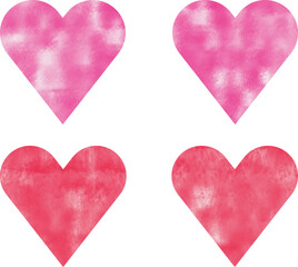 set of watercolor hearts