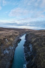 Vertical view of the Canyon Moira, Iceland