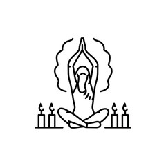 Transcendental meditation black line icon.