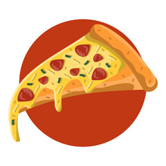 Pizza Slice Illustration - Ideal for Italian Pizza Menu or Pizzeria Branding