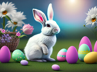 Cute Easter Bunny Background and wallpaper