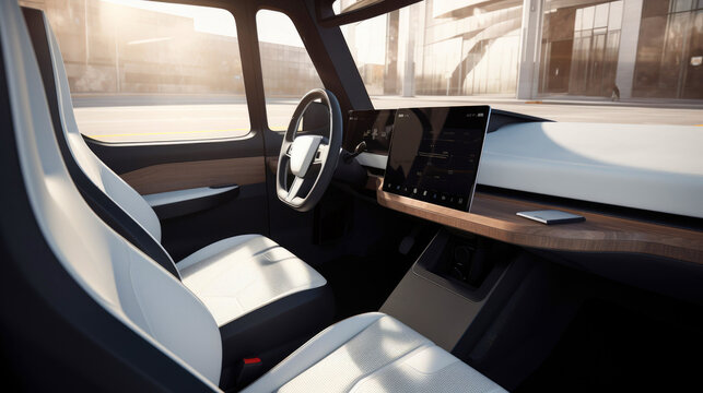 Modern electric truck interior. Generative AI