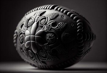 Composite image of black and white leather football. Generative AI
