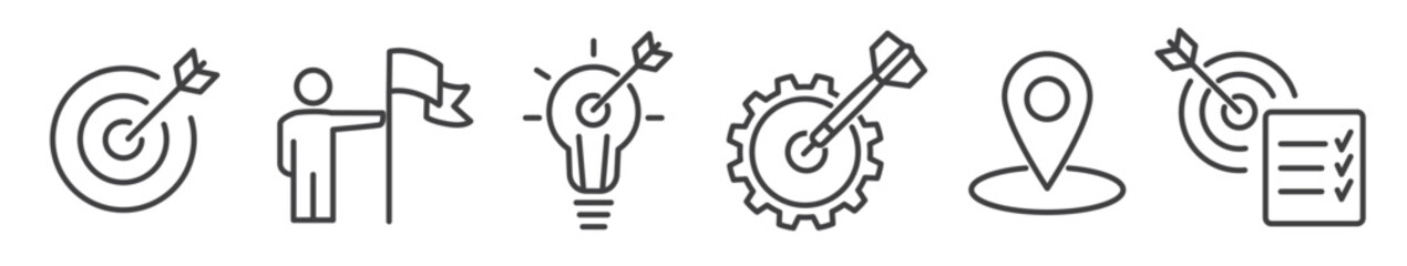 Objective vector line icons - thin line icon collection on white background