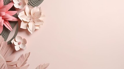 Copyspace background with floral decor. Wallpaper template created using generative AI Tools.