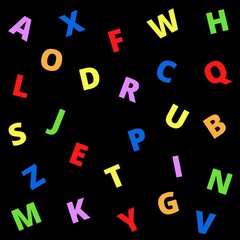 set of colorful alphabet on black background