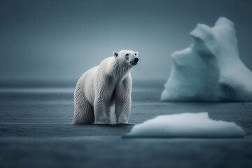Obraz na płótnie Canvas Polar bear and iceberg concept, generative ai
