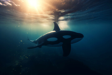 Obraz na płótnie Canvas orcas or killer whales, generative ai