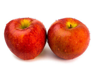 Ripe red apple fruit isolated on white background.