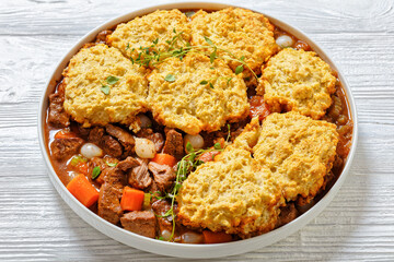 boneless beef short ribs cobbler in white bowl