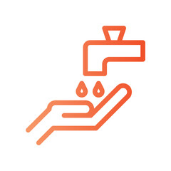 Line Gradient Icon wudhu,ablution,wudu,muslim,washing hand