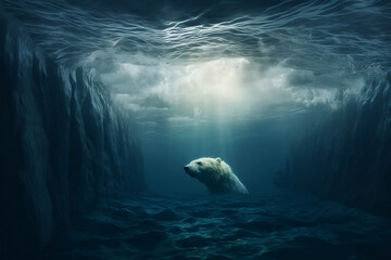 Polar Bear swimming in the water, generative ai
