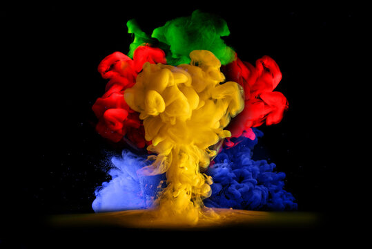 Acrylic colors and ink in water. paint on a black background, the best photo