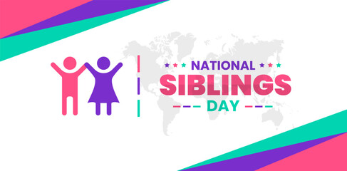 National Siblings Day background or banner design template celebrated in 10 april.