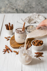 Horchata drink - traditional mexican rice based drink with cinnamon and almonds
