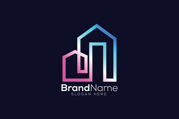 Colorful real estate abstract logo design template