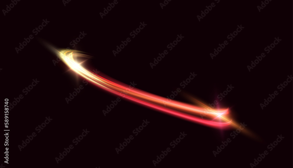 Aufkleber A bright plume of luminous rays swirling in a fast spiraling motion. Light red swirl. Light effect curve red gold line. Vector