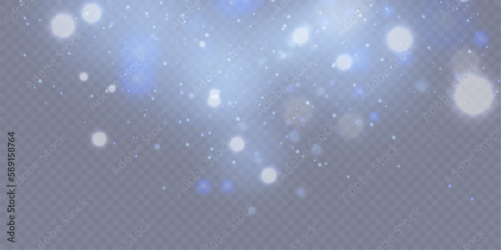 Poster Vector light effect of glare of shimmering particles falling on a transparent background for festive design and illustrations.