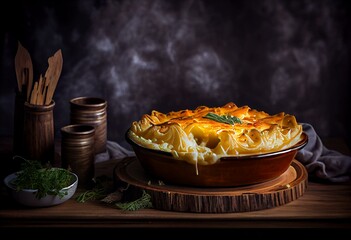 potato gratin traditional homemade food shepherds pie. Generative AI
