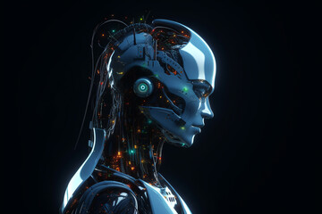 Technology concept for automation analysis with cyborg mentality. Generative AI