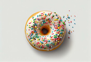 Delicious sweet donut with sprinkles isolated on white background. Ai generative. Generative AI