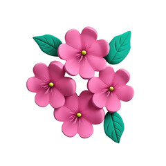 Lovely pink sakura in spring 3d icon illustration logo isolated background transparent png. Generative ai