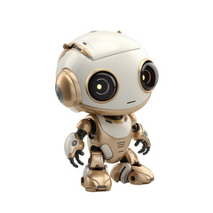 Cute Cartoon Robot 3d illustration, isolated Transparent background png. Generative ai