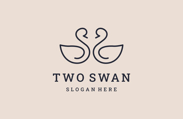 Two swan logo icon design template vector illustration