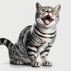 ai generated illustration american shorthair cat portrait looking shocked