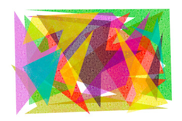 Abstract colorful geometric and futuristic grundy background. Multi-colored textured triangles are arranged randomly on a transparent background. PNG element.