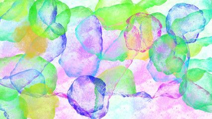 Abstract stains of watercolor on transparent background. Colorful watercolor background for wallpaper design. PNG element.